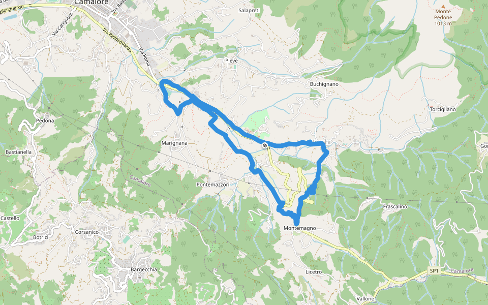 Nocchi walking route map in Camaiore