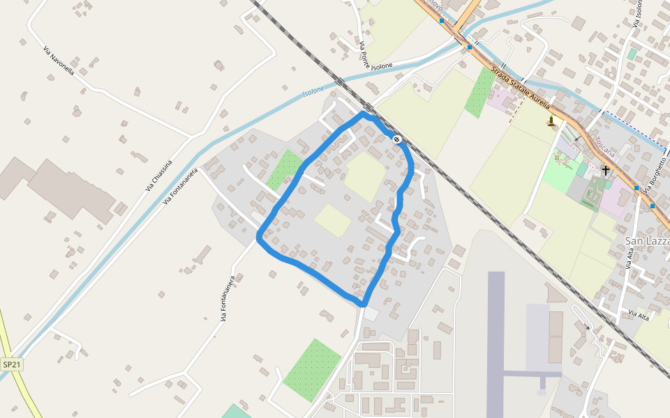 Isolone walking route map in Sarzana
