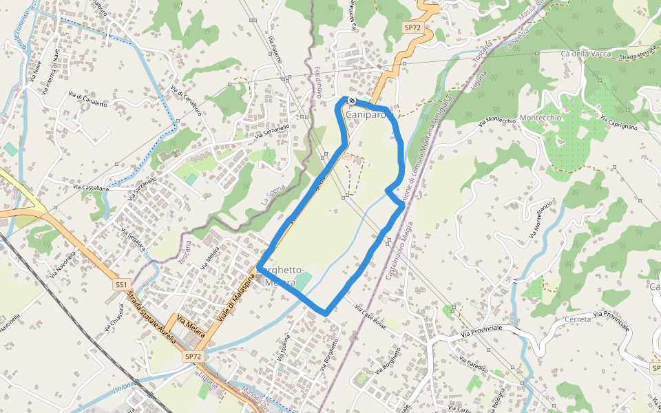 Caniparola walking route map in Caniparola