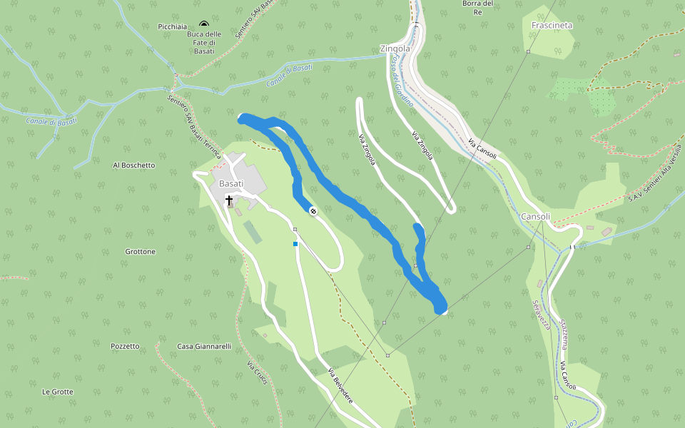 Via Zingola walking route map in Seravezza