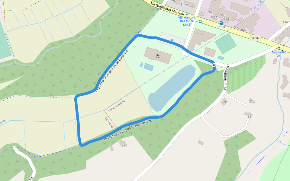 Percorso Ciclo-pedonale Larciano walking route map in San Rocco