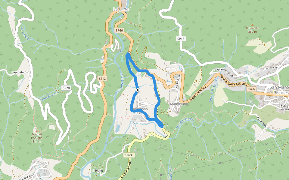 Colonna leopoldina di Mammiano walking route map in Mammiano Basso