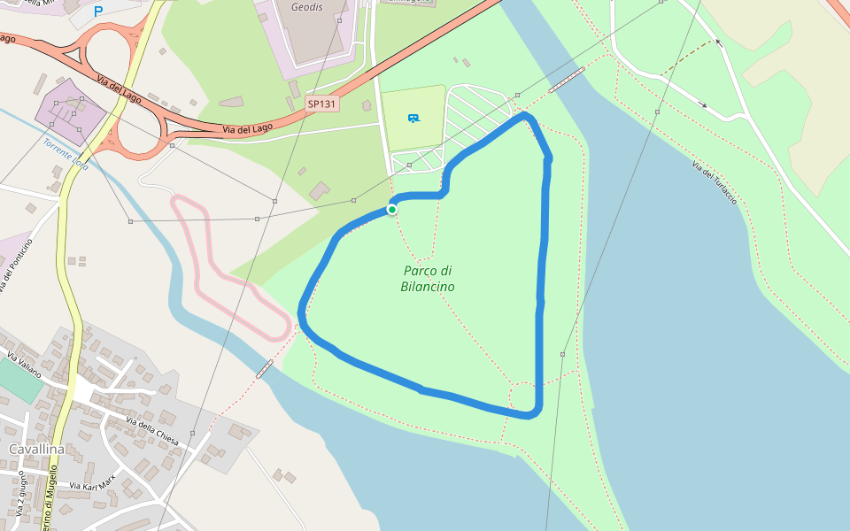 Parco di Bilancino walking route map in Barberino di Mugello