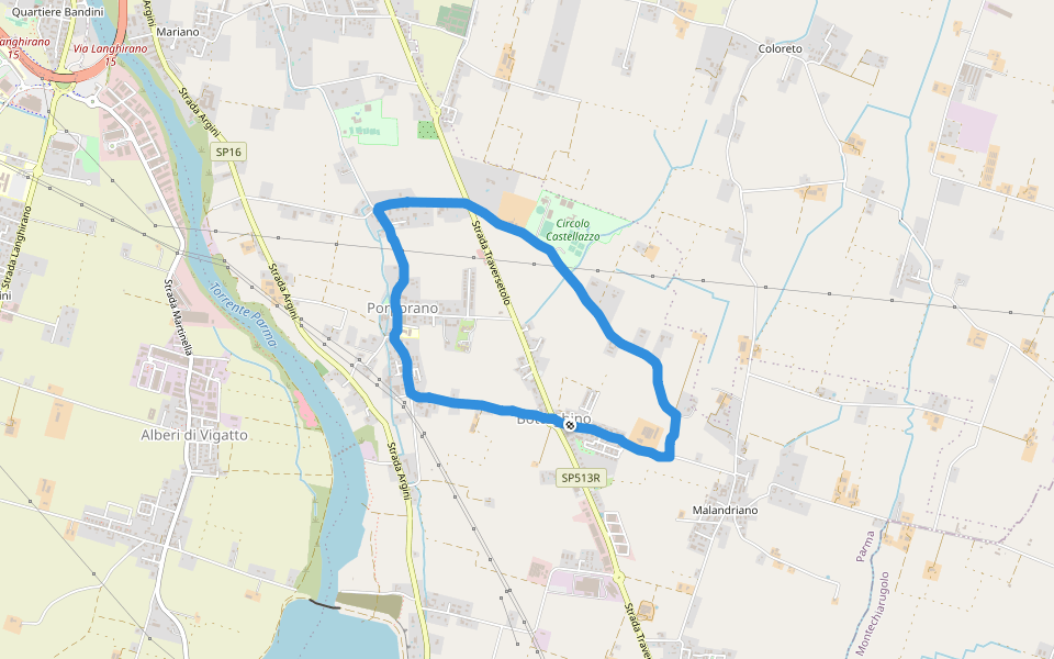 Porporano walking route map in Botteghino