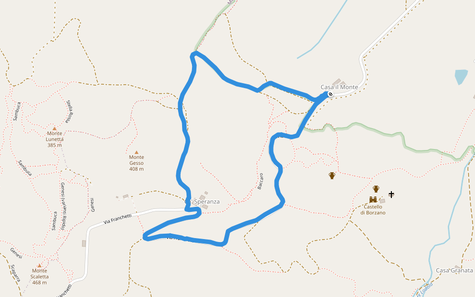 Rotatoria Mussina walking route map in Borzano