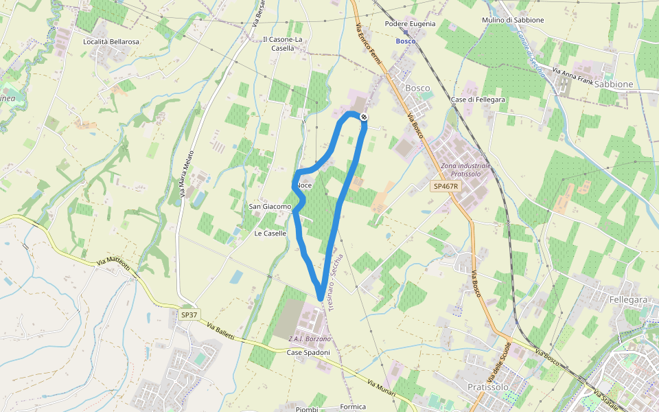 Verdenoce Agriturismo B&B walking route map in Bosco