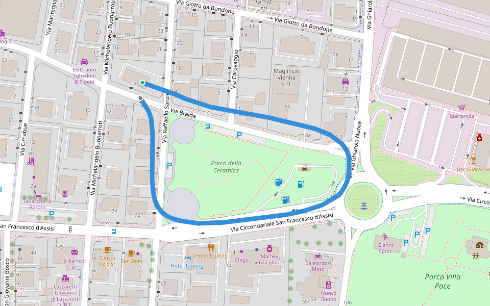 Parco della Ceramica walking route map in Fiorano Modenese