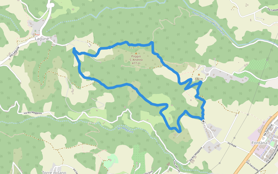 Poggio S. Andrea walking route map in Cà Mazzetti