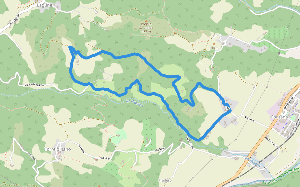 San Lugo walking route map in Cà Mazzetti