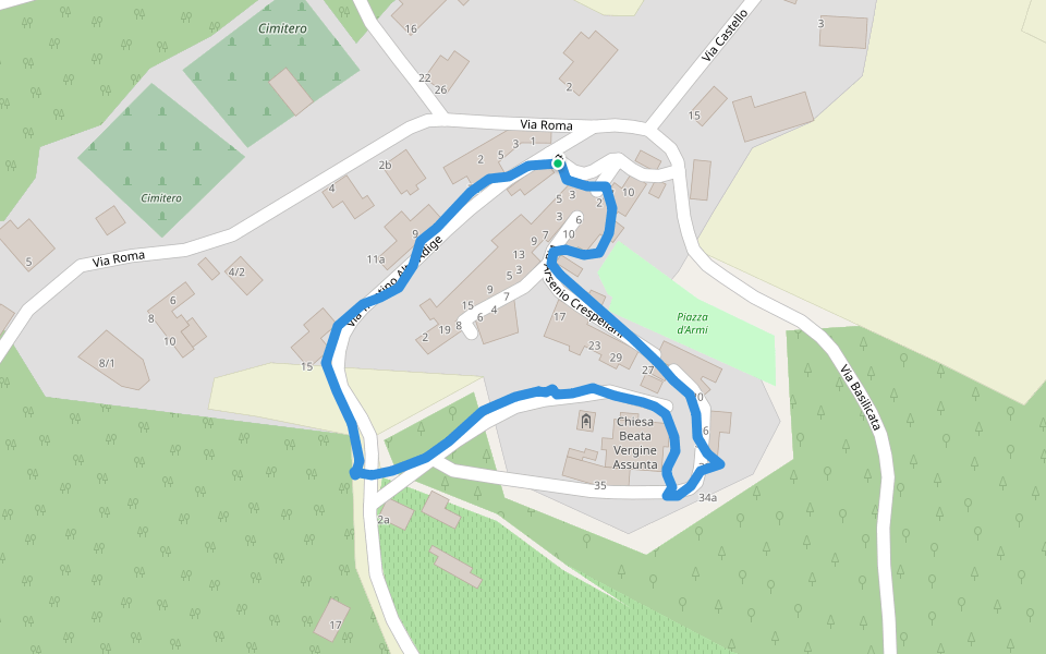 Piazza d'Armi walking route map in Savignano Sul Panaro
