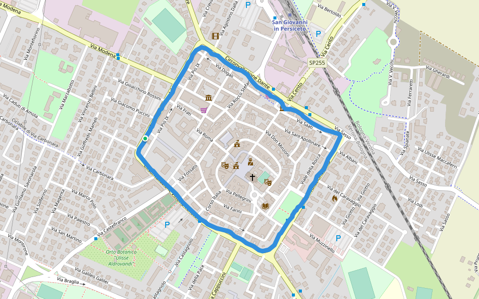 Parco Pettazzoni walking route map in San Giovanni in Persiceto