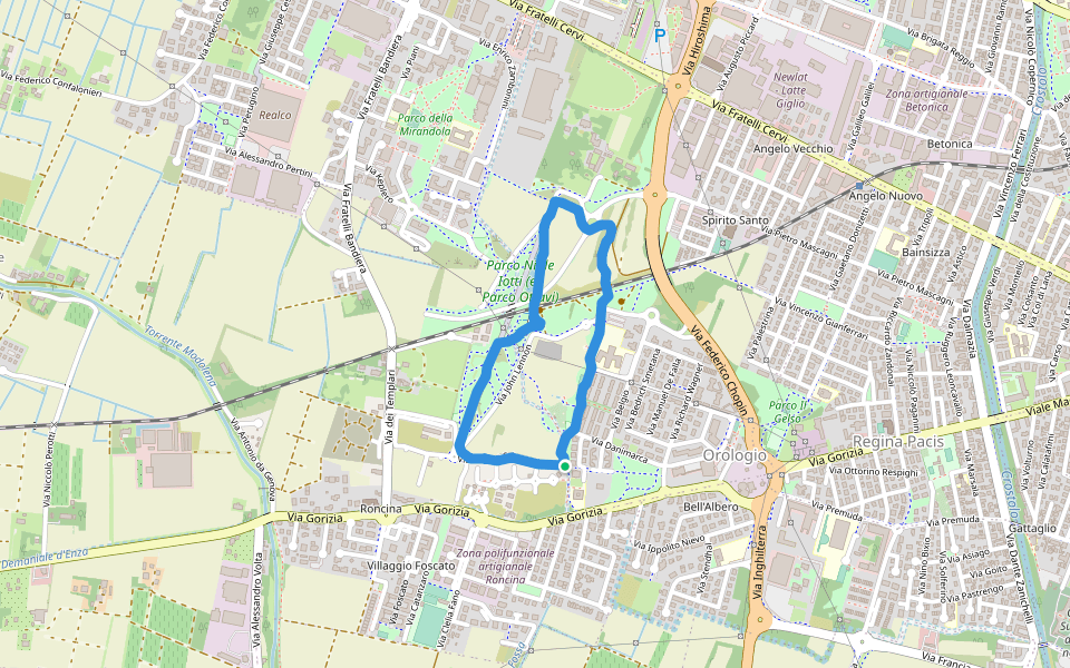Parco Nilde Iotti (ex Parco Ottavi) walking route map in Reggio Emilia