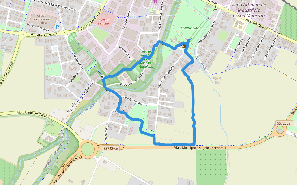 Area di riequilibrio ecologico Rodano-Gattalupa walking route map in Reggio Emilia