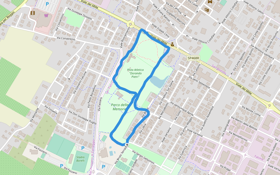 Pista Atletica "Dorando Pietri" walking route map in Correggio