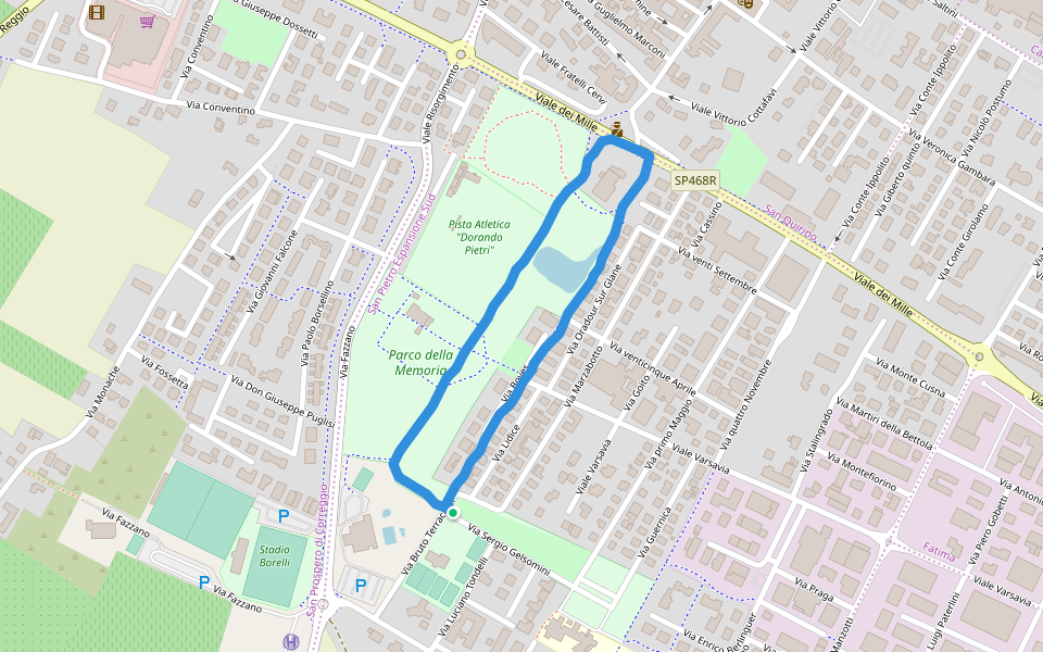 Pista Atletica "Dorando Pietri" walking route map in Correggio