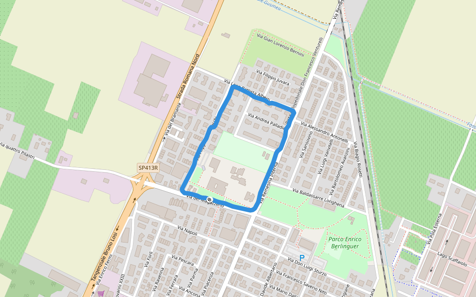 Parco del Magazzeno walking route map in Carpi