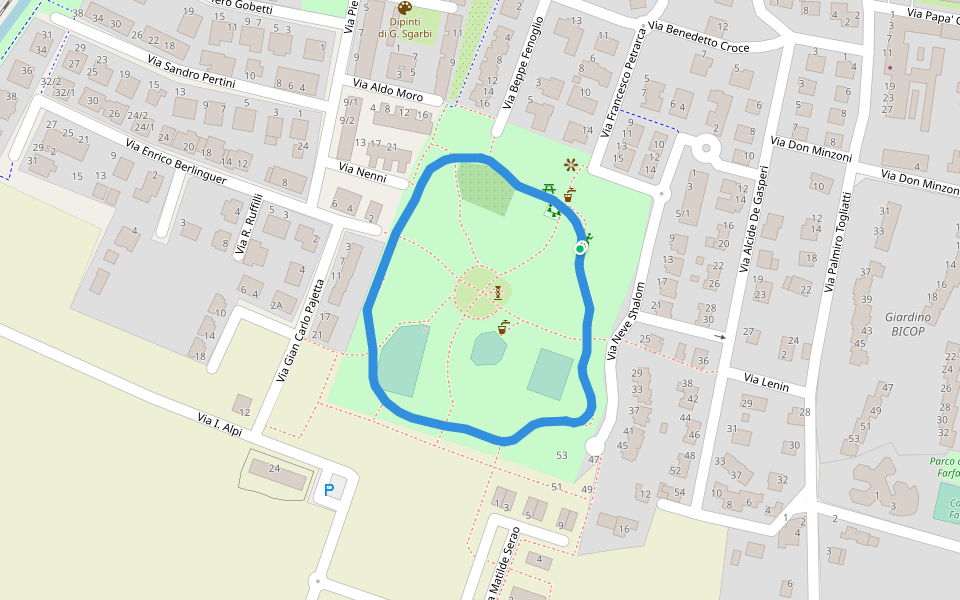 Parco Augusto Daolio walking route map in Novellara
