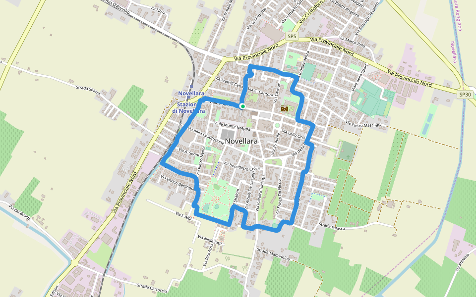 Novellara walking route map in Novellara