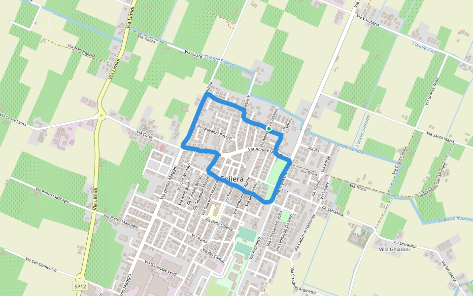 Canale Soliera walking route map in Soliera