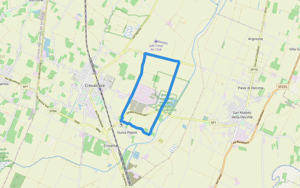 IT4050025 - ZPS - Biotopi e Ripristini ambientali di Crevalcore walking route map in Crevalcore