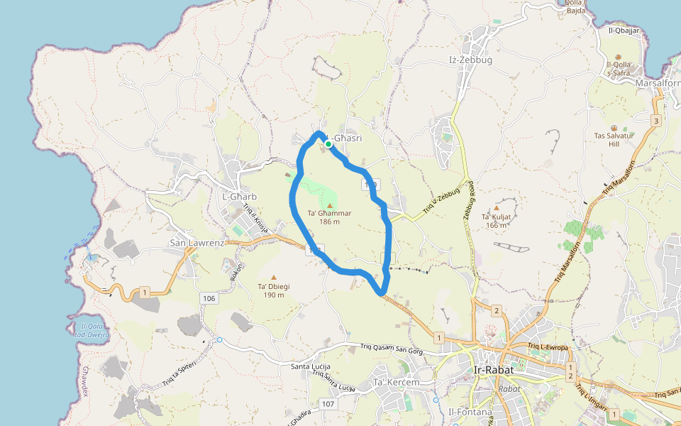 Religious Walkway walking route map in L-Għasri