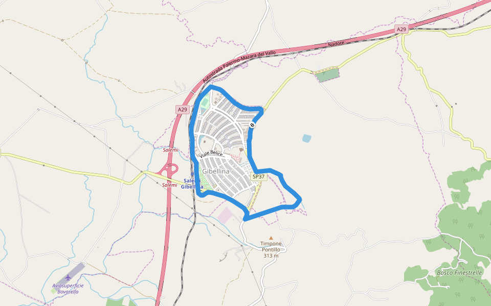 Nuova Gibellina walking route map in Nuova Gibellina