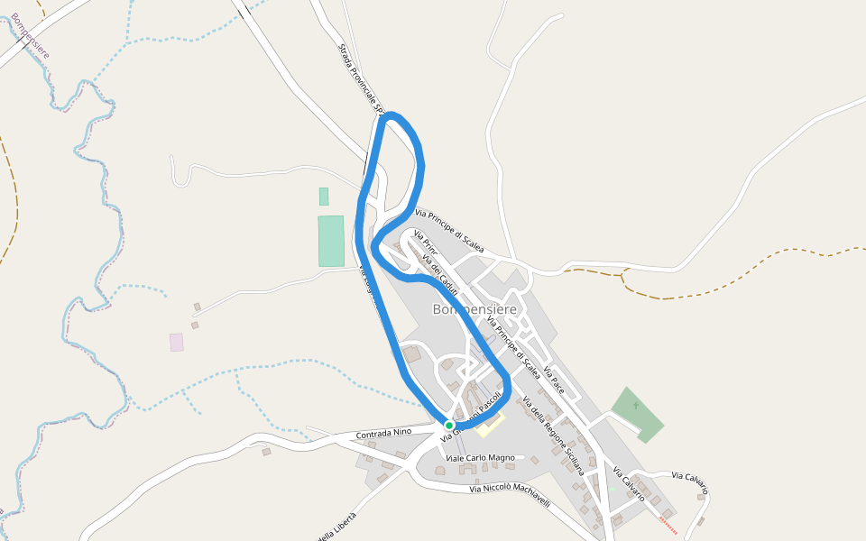 Bompensiere walking route map in Bompensiere