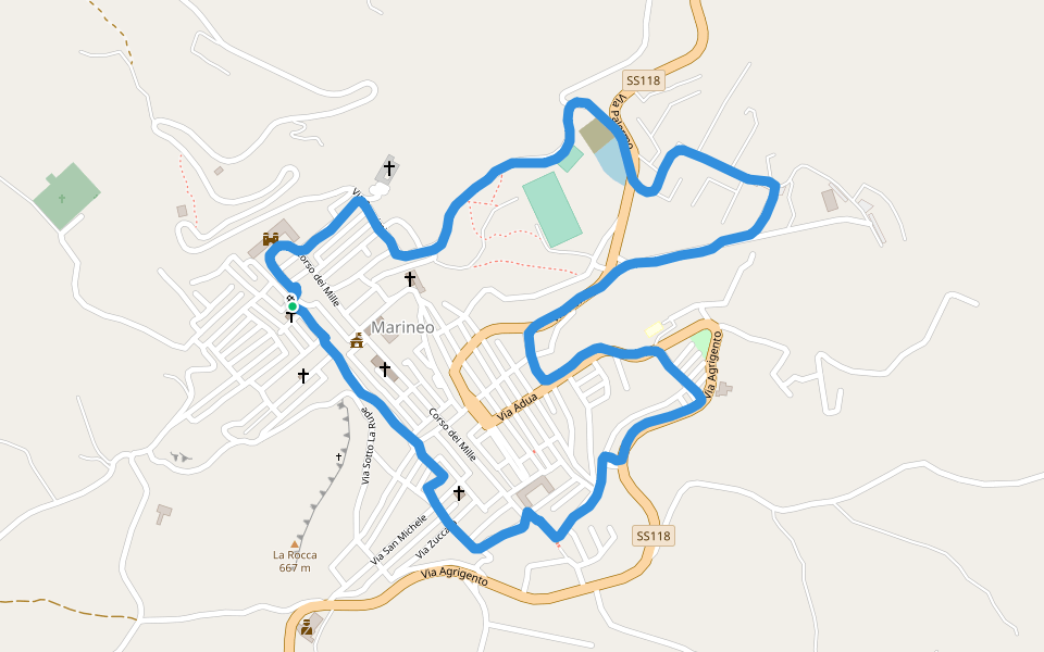 Marineo walking route map in Marineo