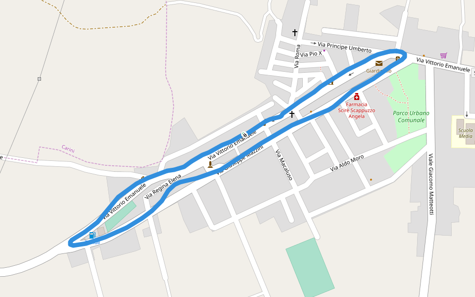 Parco Urbano Comunale walking route map in Giardinello