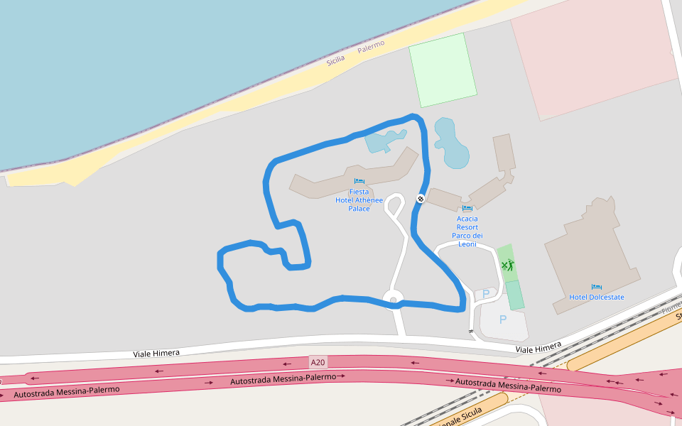 Fiesta Hotel Athènee Palace walking route map in Contrada Pistavecchia 1