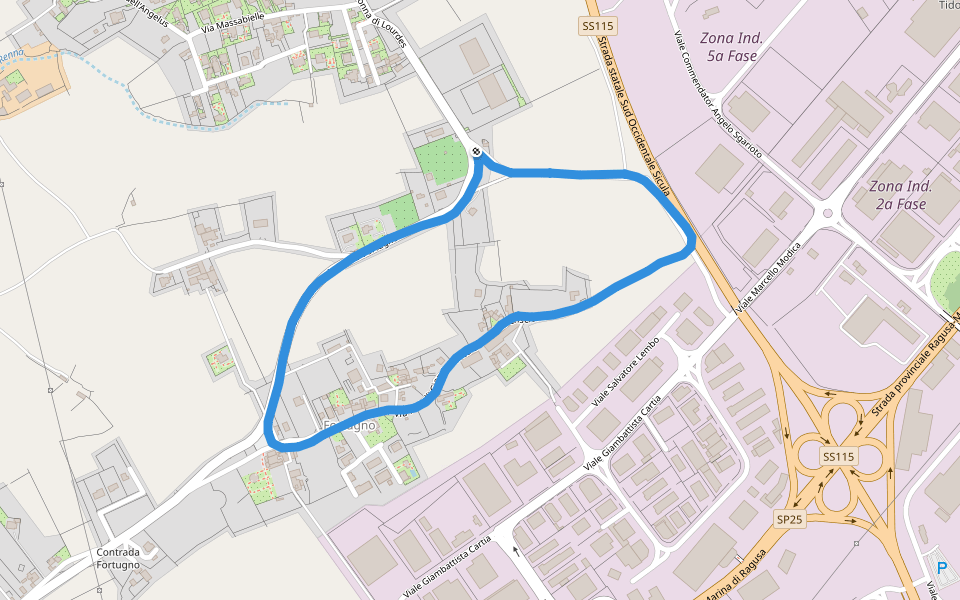 Fortugno walking route map in Ragusa