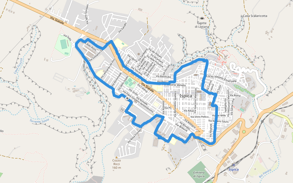 Via Campania walking route map in Ispica