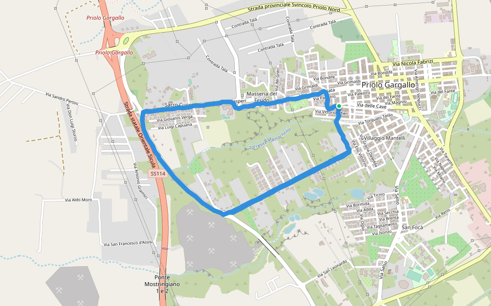 Parco La Pineta walking route map in Priolo Gargallo