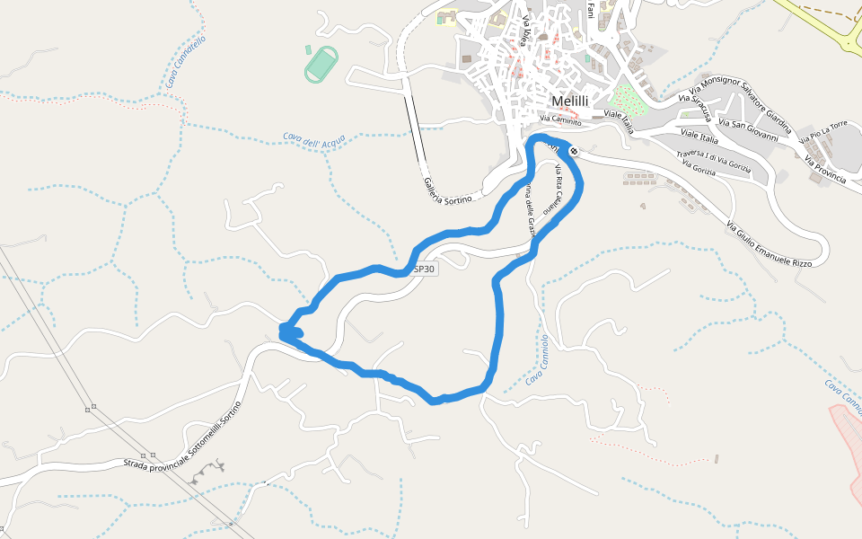 Melilli walking route map in Melilli