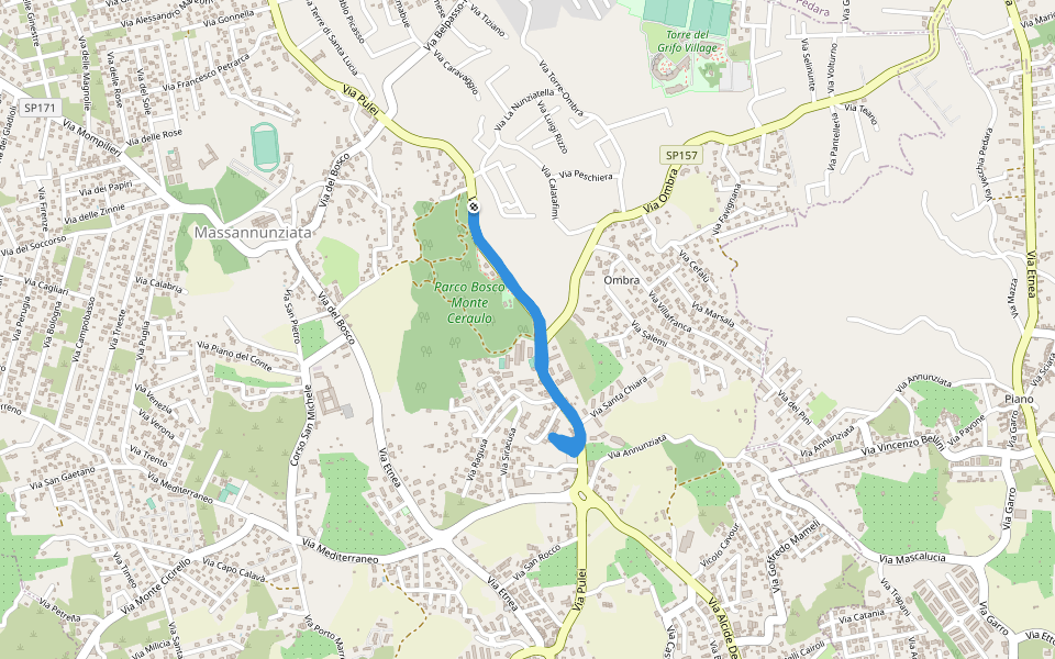 Parco Bosco Monte Ceraulo - Via pulei walking route map in Mascalucia