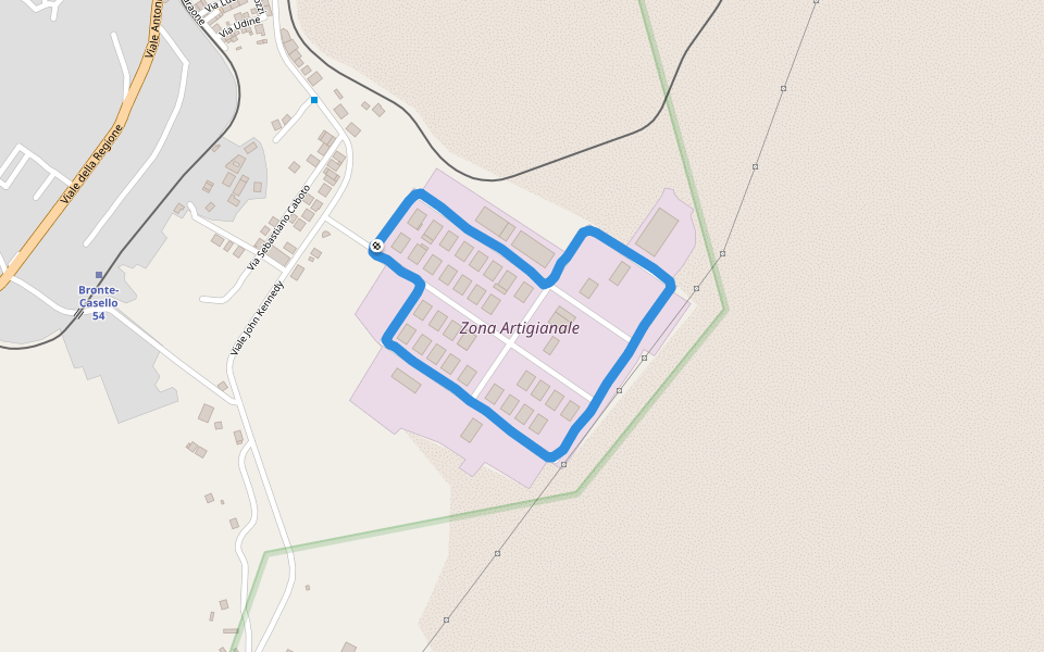 Zona Artigianale walking route map in Bronte