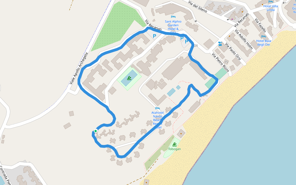 Atahotel Naxos Beach Resort Hotel walking route map in Giardini Naxos