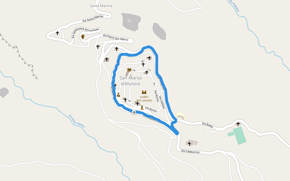 ruderi del castello walking route map in San Marco D'alunzio