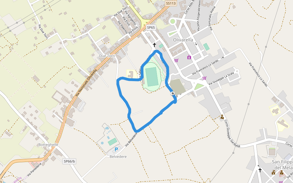 Parco Santa Maria Immacolata walking route map in Olivarella-Corriolo