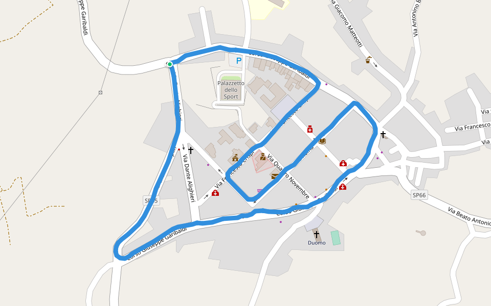 Celi F. Lli walking route map in San Filippo del Mela