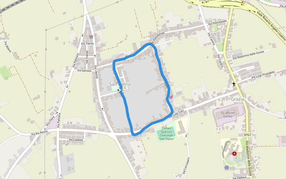 Chiesa di San Pietro walking route map in Milazzo