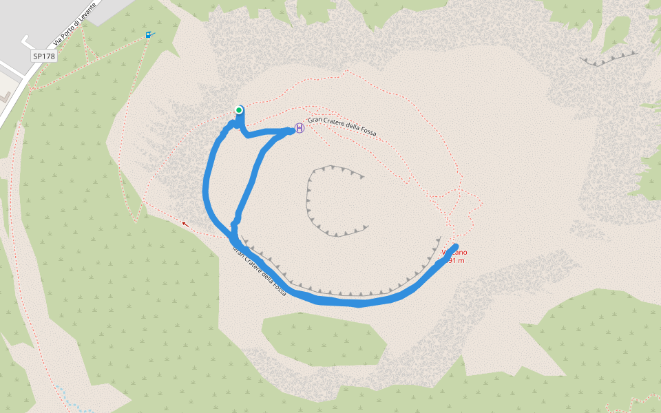 Gran Cratere della Fossa walking route map in Vulcano