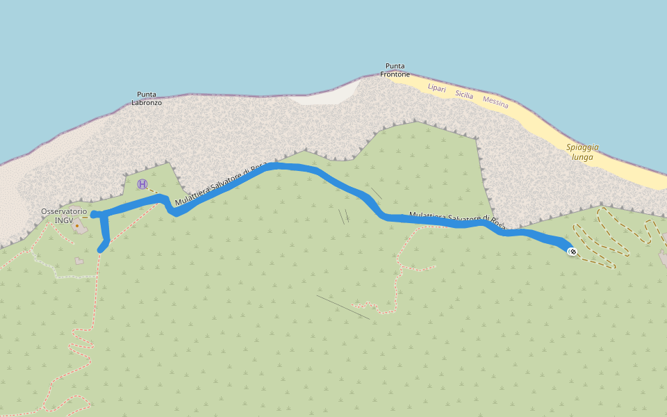 Mulattiera Salvatore di Rosa walking route map in Stromboli