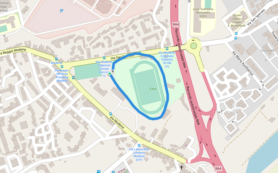 Coni walking route map in Reggio Calabria