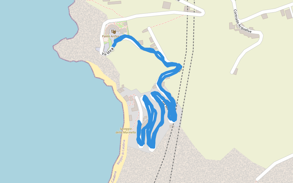 Marina di Palmi walking route map in Palmi