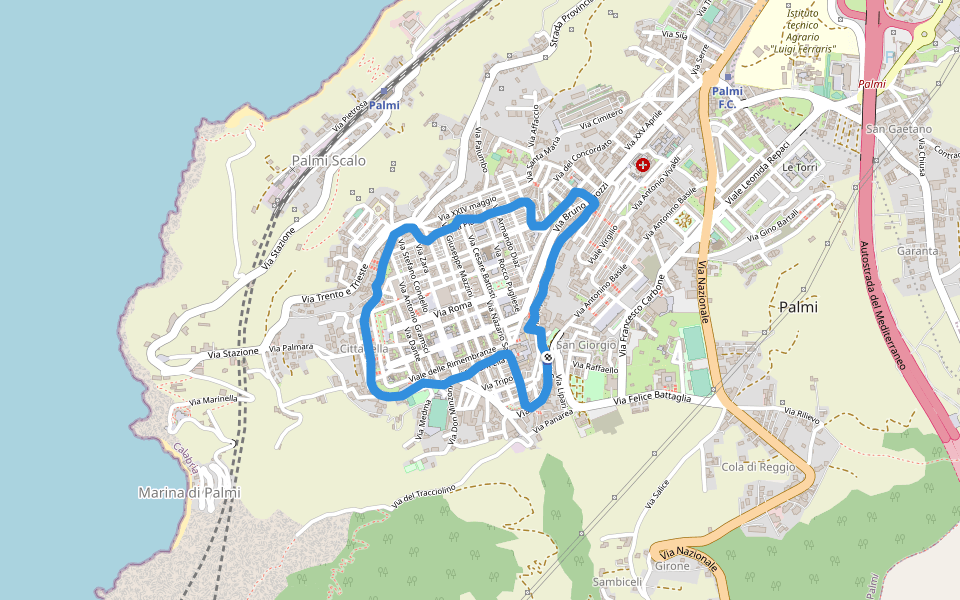 Monumento a San Francesco d'Assisi walking route map in Palmi