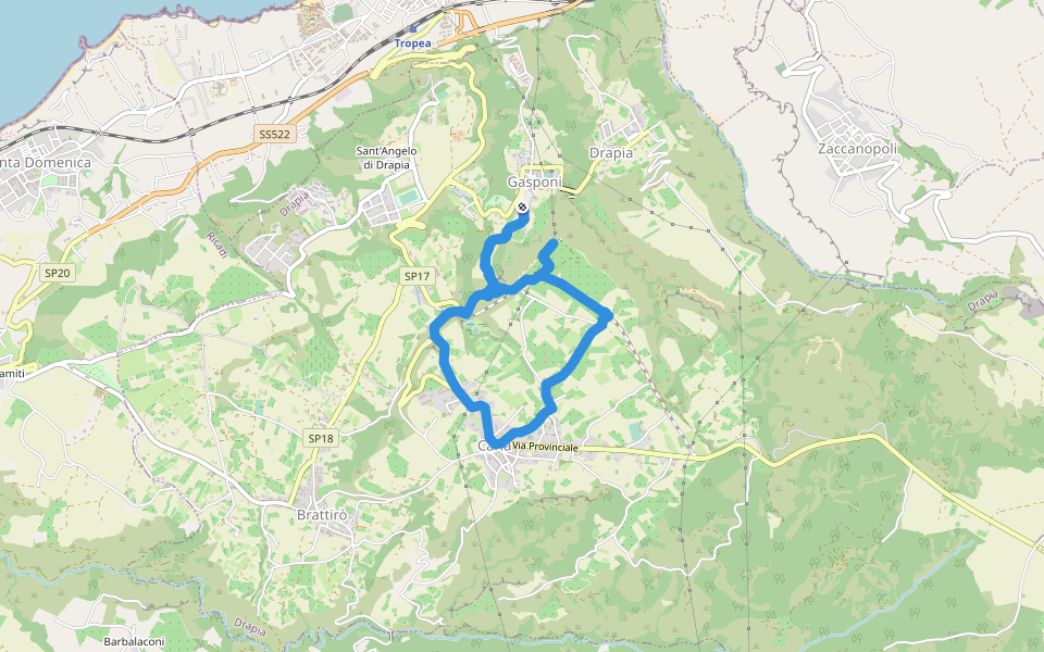 Castello Galluppi walking route map in Gasponi