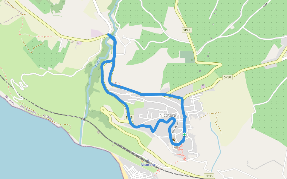 Castello Ruffo walking route map in Nicotera