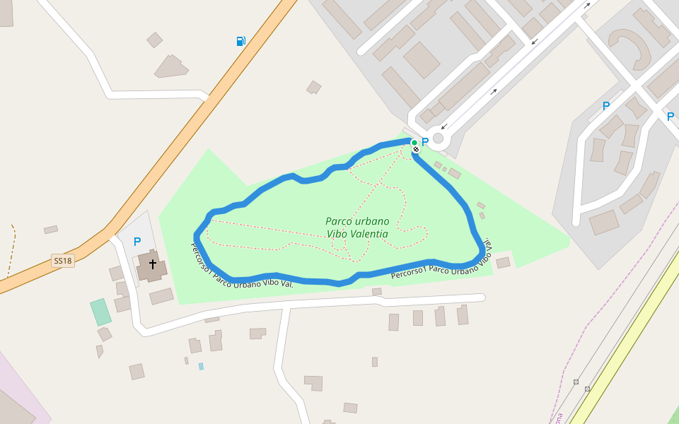 Parco urbano Vibo Valentia walking route map in Vibo Valentia