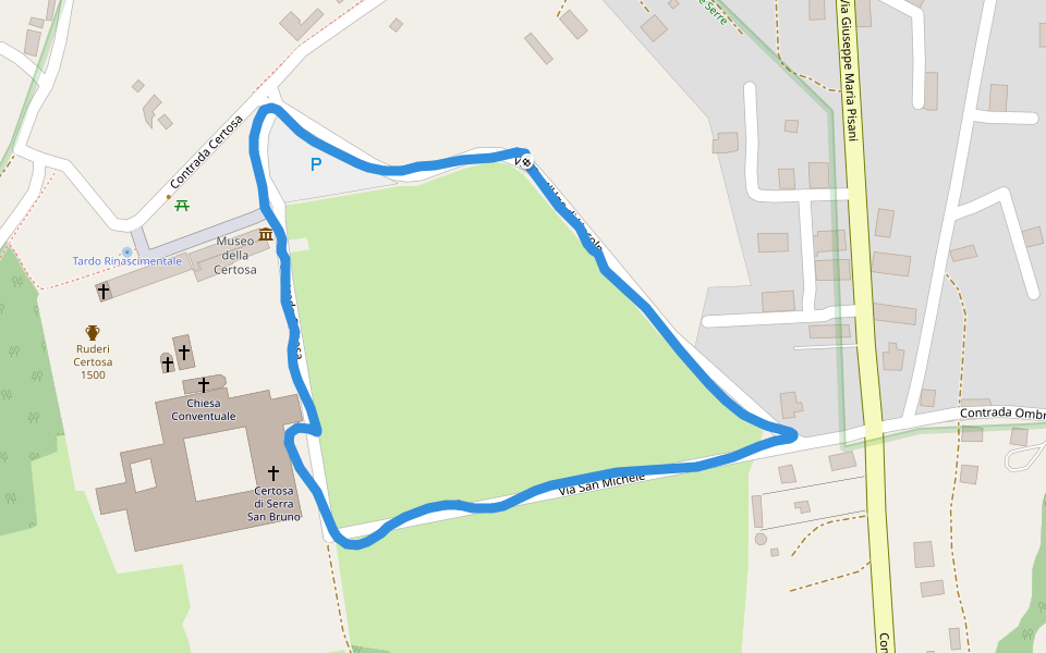 Museo Della Certosa walking route map in Serra San Bruno